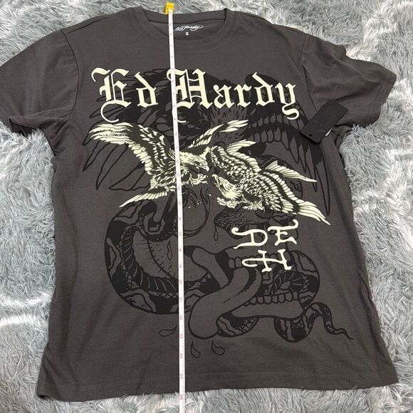 NWT Ed Hardy Men Eagle Battle T-shirt (Charcoal) size small - Picture 7 of 7